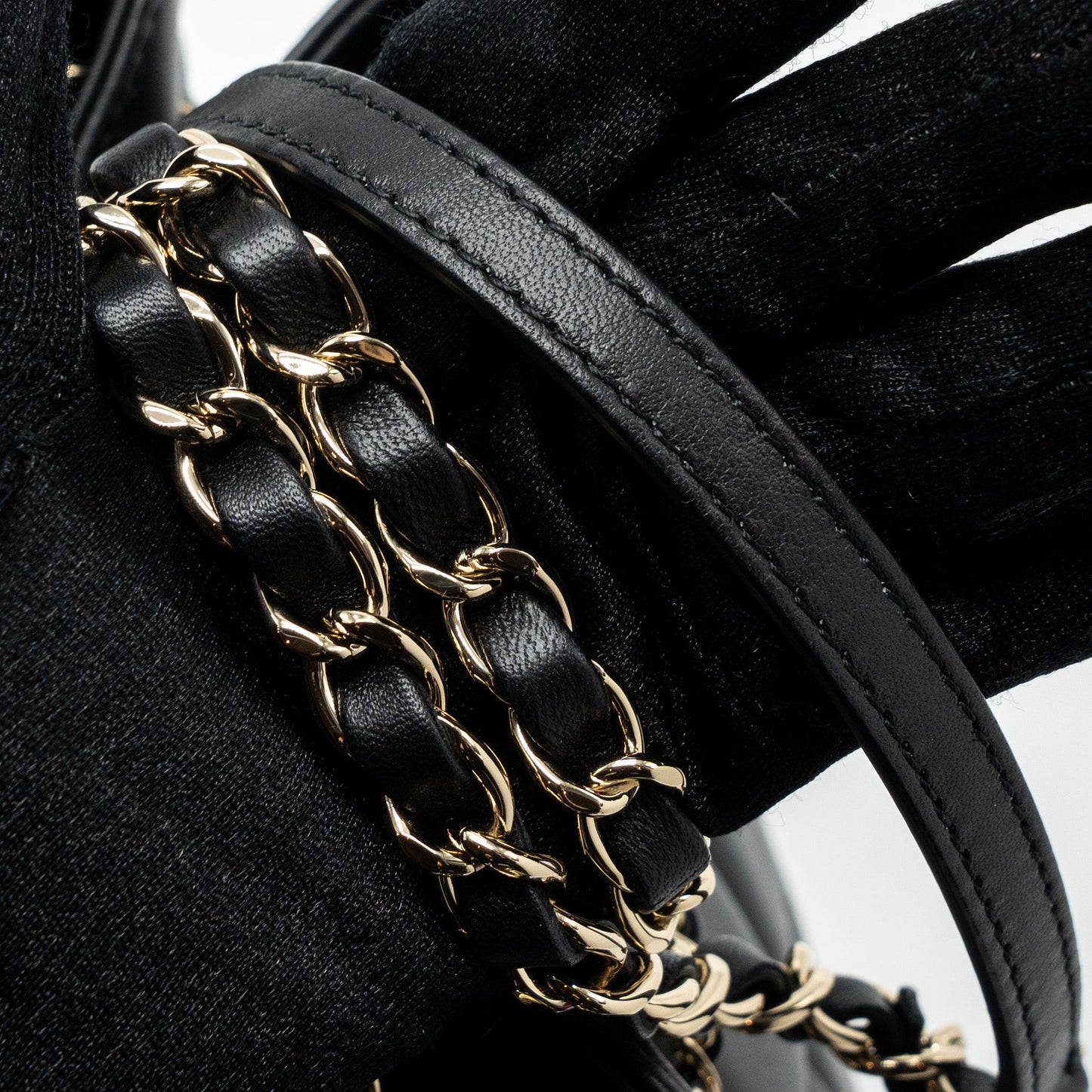 Chanel Drawstring Bucket Bag Calfskin Black L