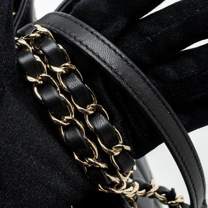 Chanel Drawstring Bucket Bag Calfskin Black L
