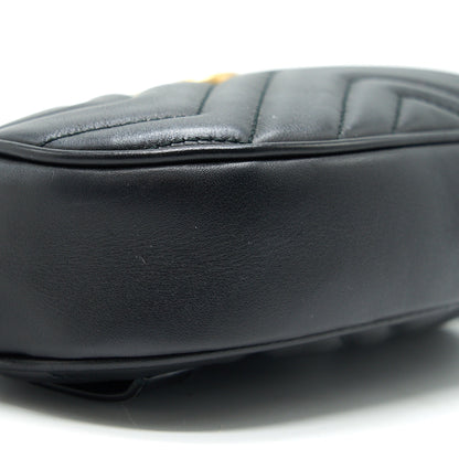 GUCCI GG MARMONT Matelasse Leather Belt Bag in Black 85cm
