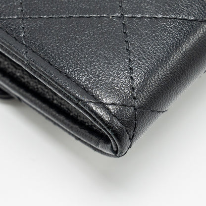 Chanel Quilted Pearl Long Wallet on Chain Goatskin Black