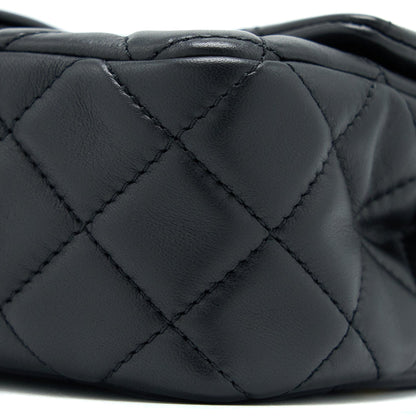 Chanel Pearl Crush Mini Rectangular Flap Bag Lambskin Black Brushed