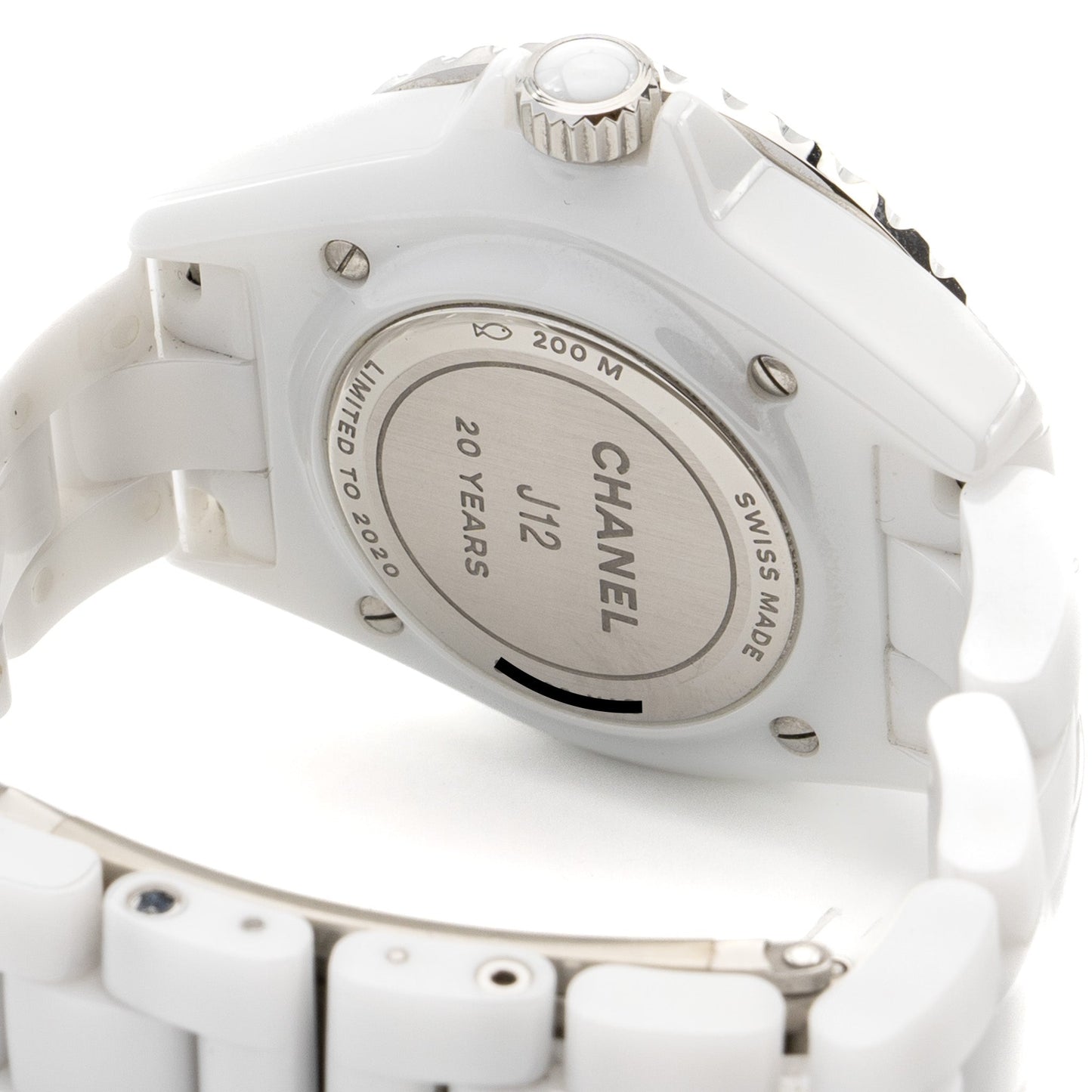 Chanel J12 33mm watch 20th anniversary limited edition white ceramic, diamonds