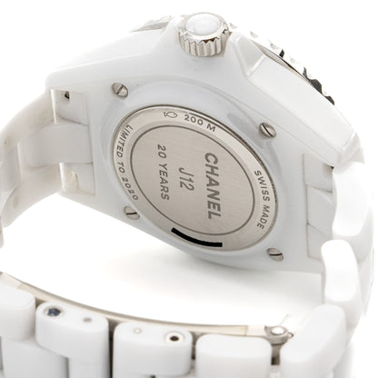 Chanel J12 33mm watch 20th anniversary limited edition white ceramic, diamonds