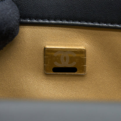 Chanel 23C Pearl Crush Mini Rectangular Flap Bag Lambskin Black Brushed  (Microchip)