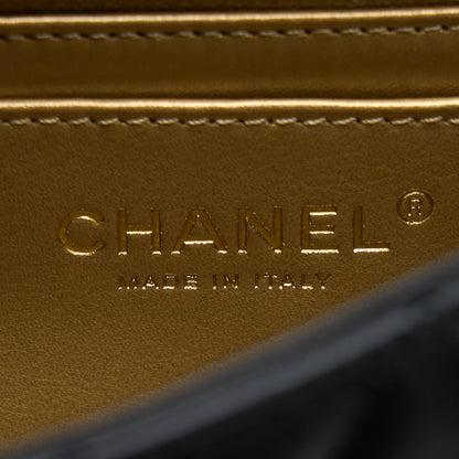 Chanel Pearl Crush Mini Rectangular Flap Bag Lambskin Black Brushed