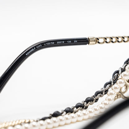 Chanel Round Sunglasses With Chain Dark Grey L