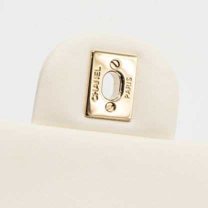 Chanel Mini Rectangular Flap Bag Lambskin White L (microchip)