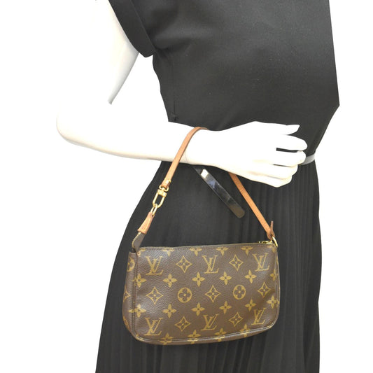 LOUIS VUITTON Pochette Accessoires Monogram Canvas Pouch Bag Brown