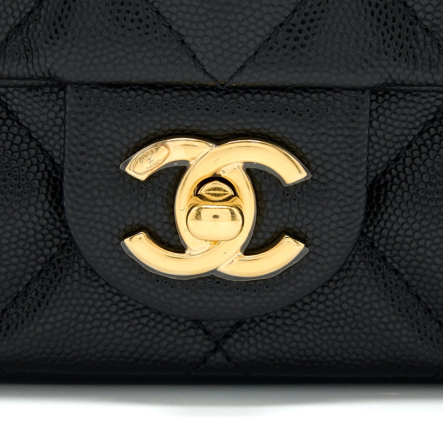 Chanel 23C Mini Flap Bag With CC Logo Chain Grained Calfskin Black  (Microchip)