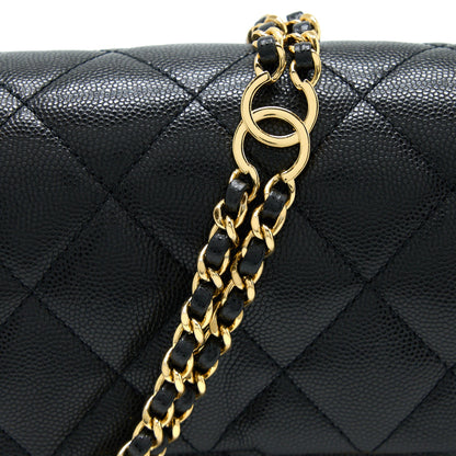 Chanel 23C Mini Flap Bag With CC Logo Chain Grained Calfskin Black  (Microchip)