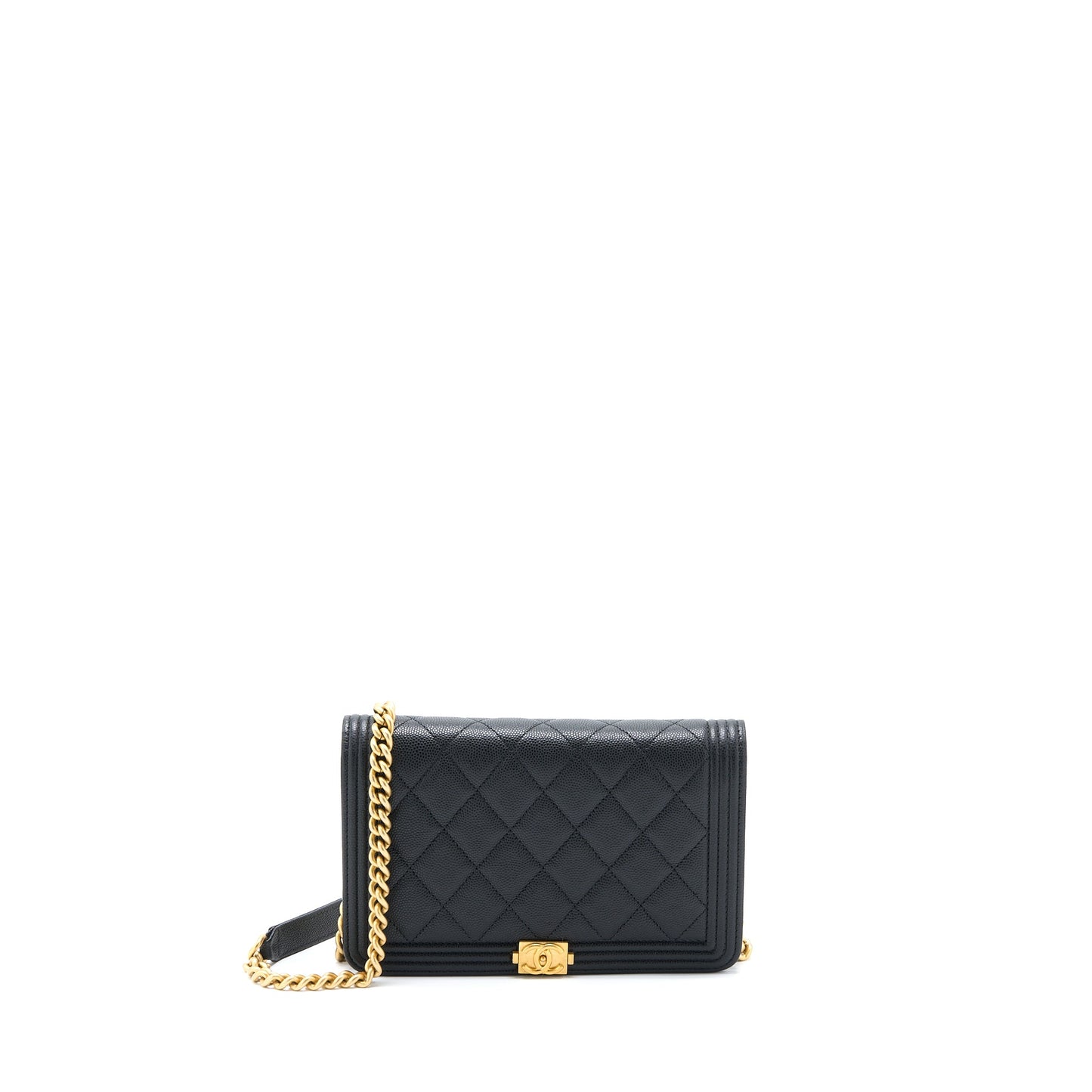 Chanel Boy Wallet on Chain Caviar Black  (Microchip)