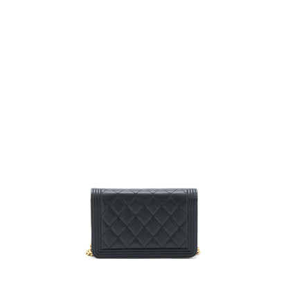 Chanel Boy Wallet on Chain Caviar Black  (Microchip)