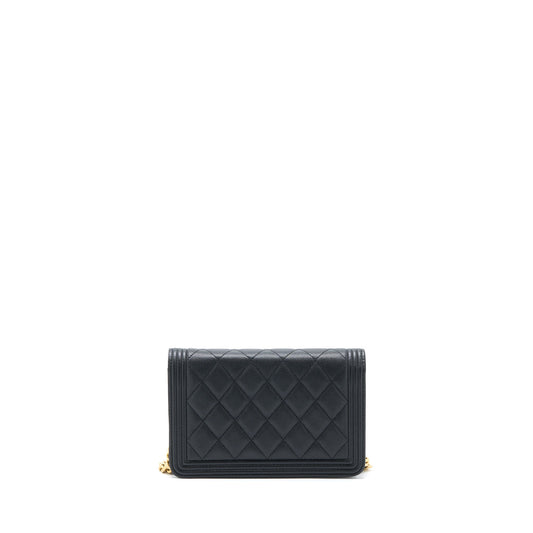 Chanel Boy Wallet on Chain Caviar Black  (Microchip)