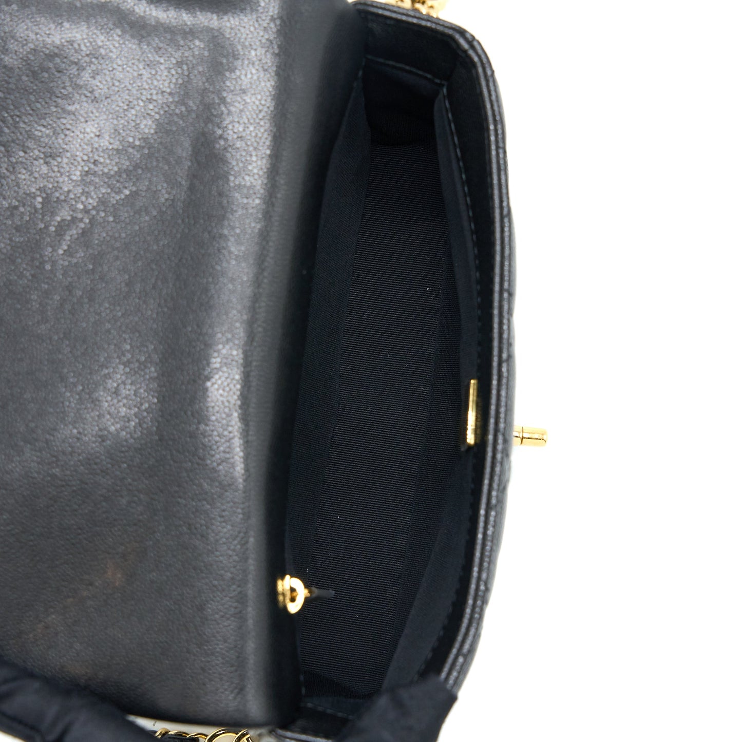 Chanel 23C Mini Flap Bag With CC Logo Chain Grained Calfskin Black  (Microchip)