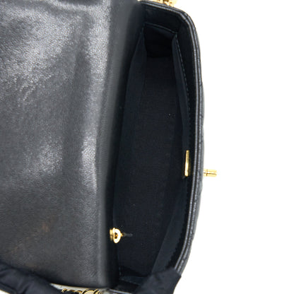 Chanel 23C Mini Flap Bag With CC Logo Chain Grained Calfskin Black  (Microchip)