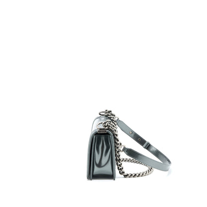 Chanel Medium Boy Bag Patent Grey Ruthenium