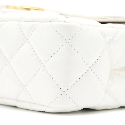 Chanel 23C Small Hobo Bag Shiny Calfskin White Brushed  (Microchip)