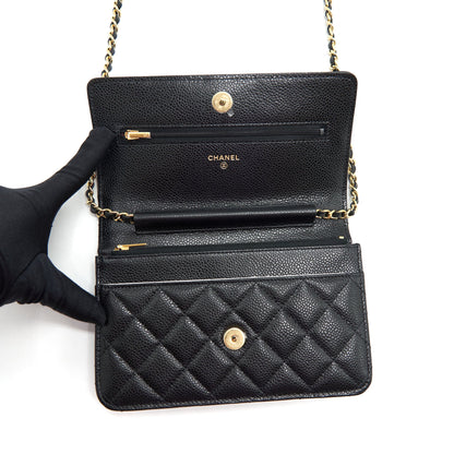 Chanel 22P Classic Wallet On Chain Caviar Black L