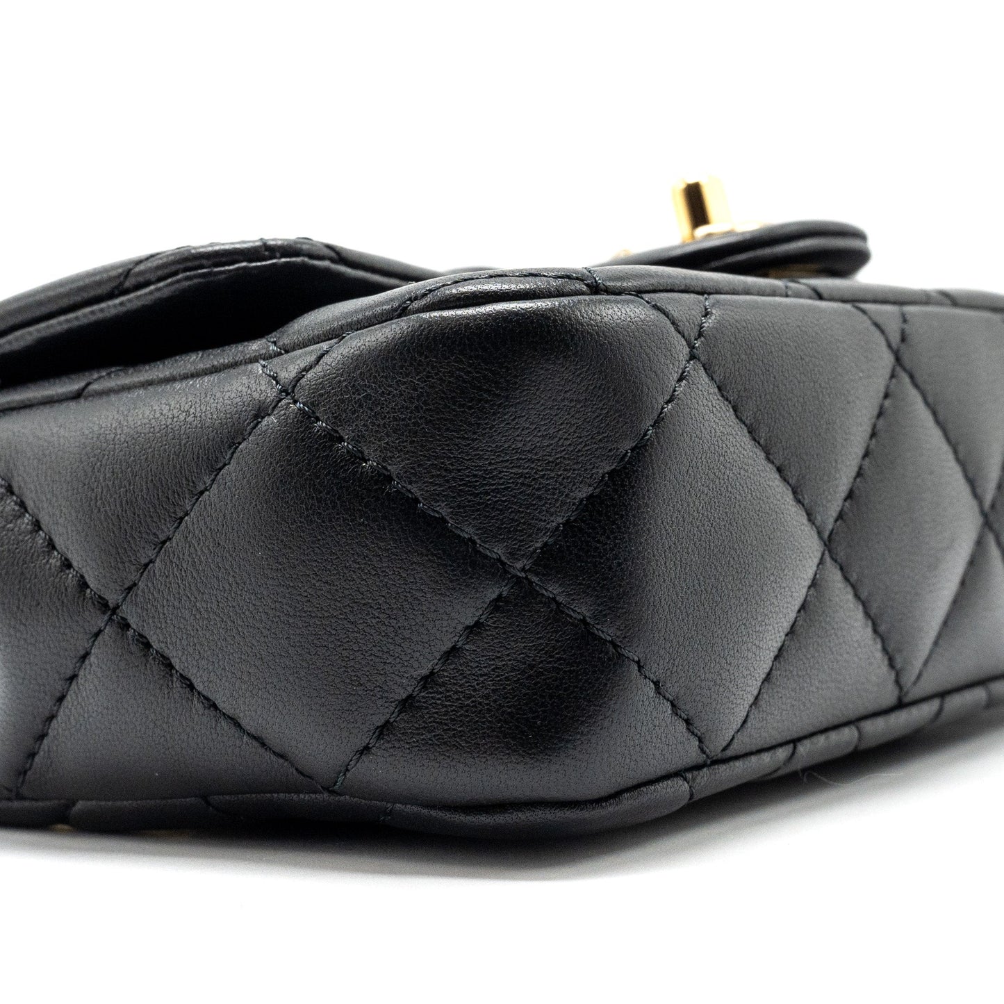 Chanel 24s Top Handle Mini Flap Bag Lambskin Black  (microchip)