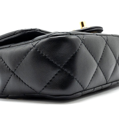 Chanel 24s Top Handle Mini Flap Bag Lambskin Black  (microchip)