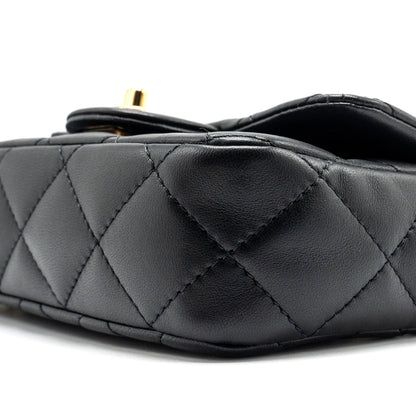 Chanel 24s Top Handle Mini Flap Bag Lambskin Black  (microchip)