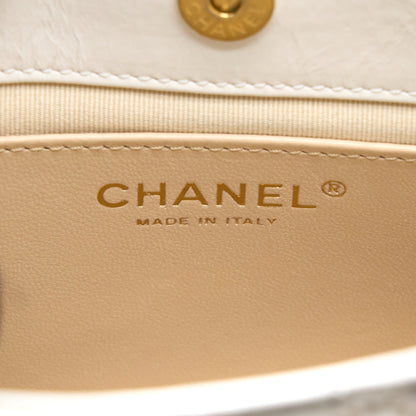 Chanel 23C Small Hobo Bag Shiny Calfskin White Brushed  (Microchip)