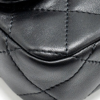 Chanel 24s Top Handle Mini Flap Bag Lambskin Black  (microchip)