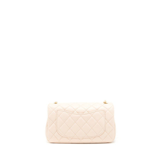Chanel 22C Pearl Crush Mini Rectangular Flap Bag Lambskin Light Berge