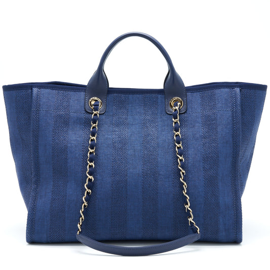 Chanel Deauville Tote Bag Canvas Dark Blue
