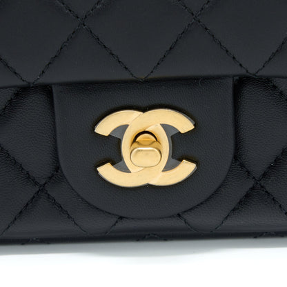 Chanel 23S Camellia Chain Mini Rectangular Lambskin Black Brushed  (Microchip)