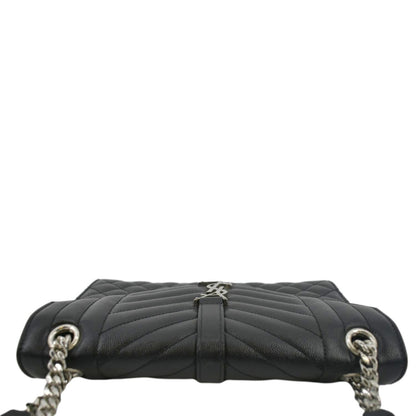 YVES SAINT LAURENT Envelope Medium Matelassé Leather Crossbody Chain Bag Black