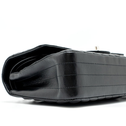 Chanel Medium Classic Double Flap Bag Chevron Caviar Black