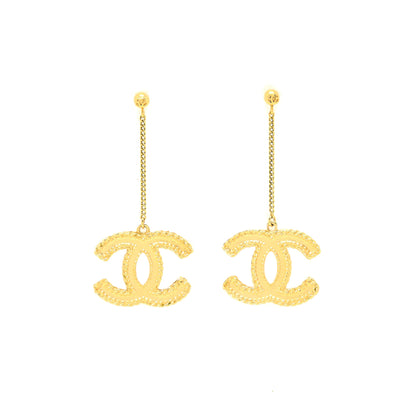 Chanel CC Logo Earrings Bright Gold Tone