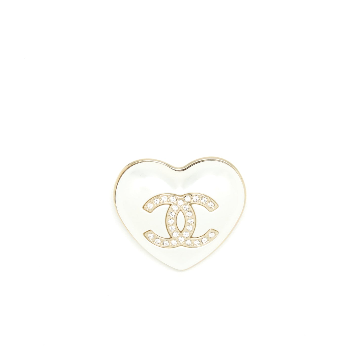 Chanel 21K Ivory Heart Brooch L