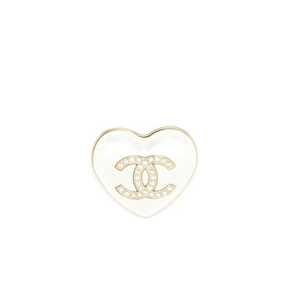 Chanel 21K Ivory Heart Brooch L