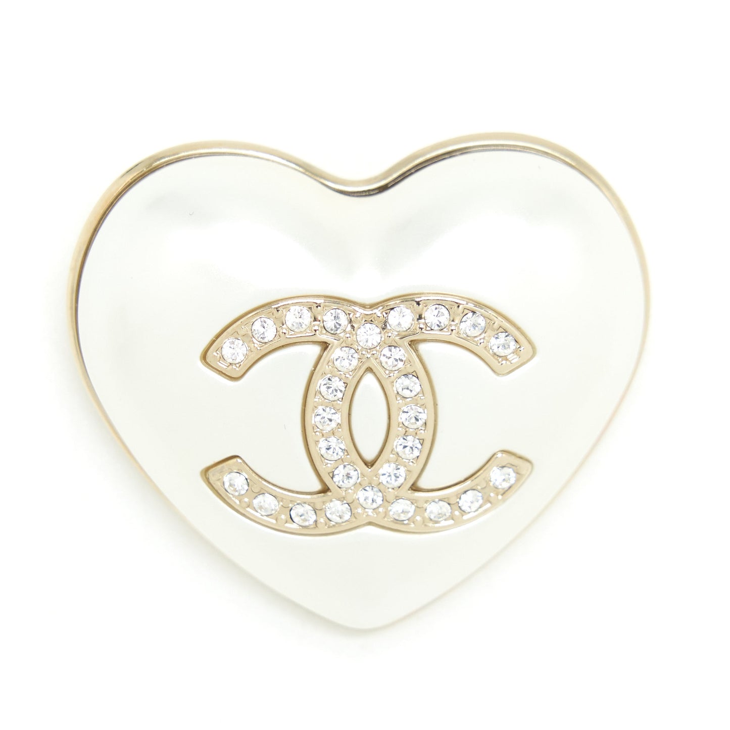 Chanel 21K Ivory Heart Brooch L