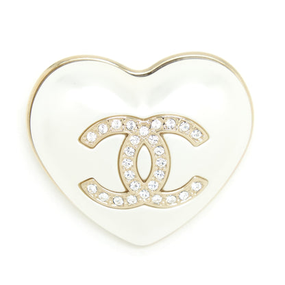 Chanel 21K Ivory Heart Brooch L