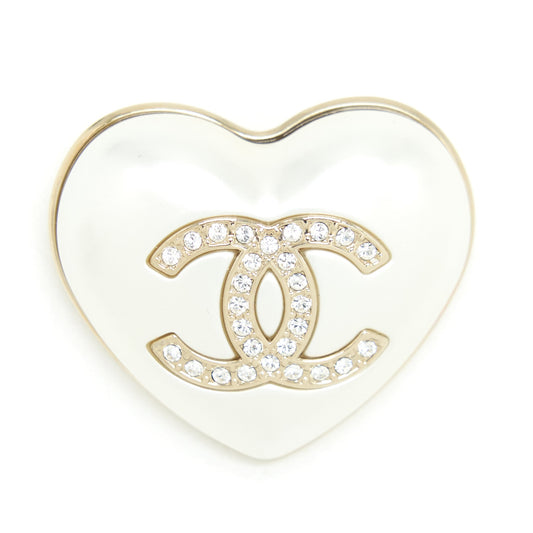 Chanel 21K Ivory Heart Brooch L