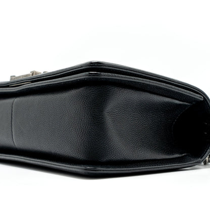 Chanel Medium Boy Bag Grained Calfskin Black Ruthenium Hardware