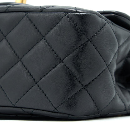 Chanel Pearl Crush Mini Square Lambskin Black Brushed  (Microchip)