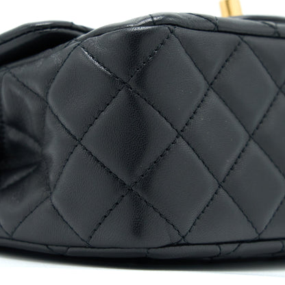 Chanel Pearl Crush Mini Square Lambskin Black Brushed  (Microchip)