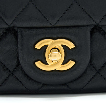 Chanel Pearl Crush Mini Square Lambskin Black Brushed  (Microchip)