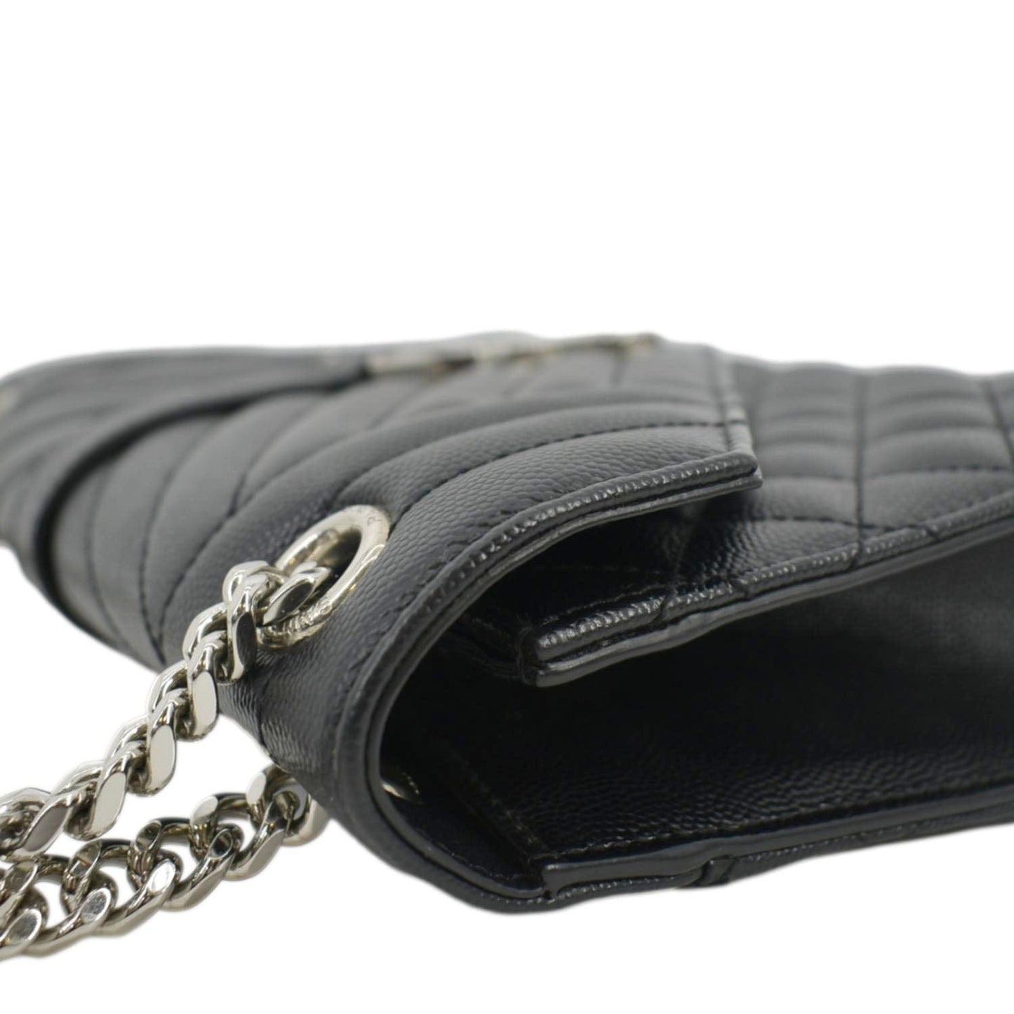 YVES SAINT LAURENT Envelope Medium Matelassé Leather Crossbody Chain Bag Black