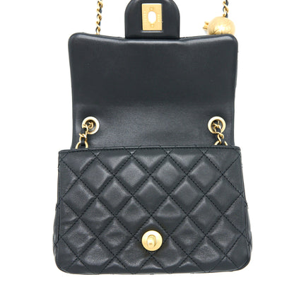 Chanel Pearl Crush Mini Square Lambskin Black Brushed  (Microchip)