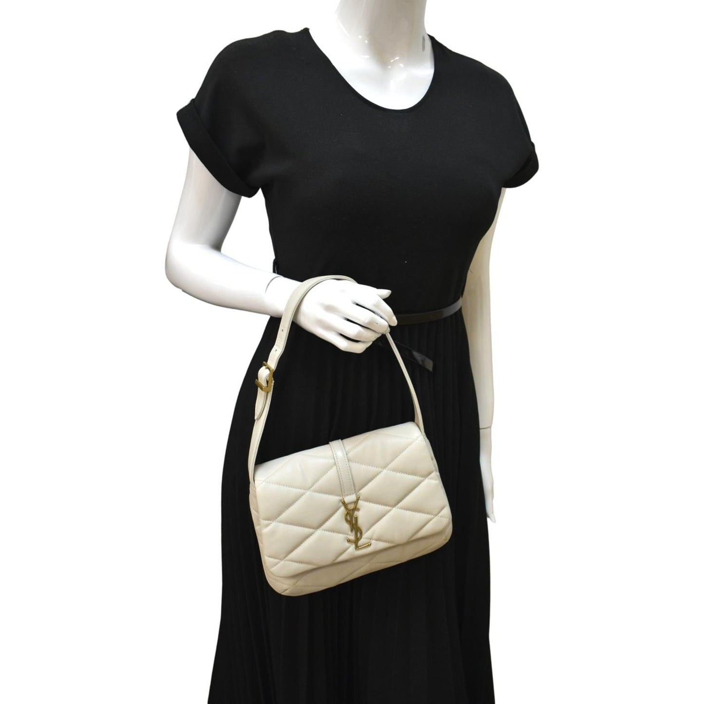 YVES SAINT LAURENT LE 57 Quilted Lambskin Leather Hobo Bag Antique Vintage