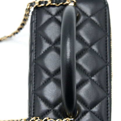 Chanel 22A Top Handle Long Vanity Case Lambskin Black L