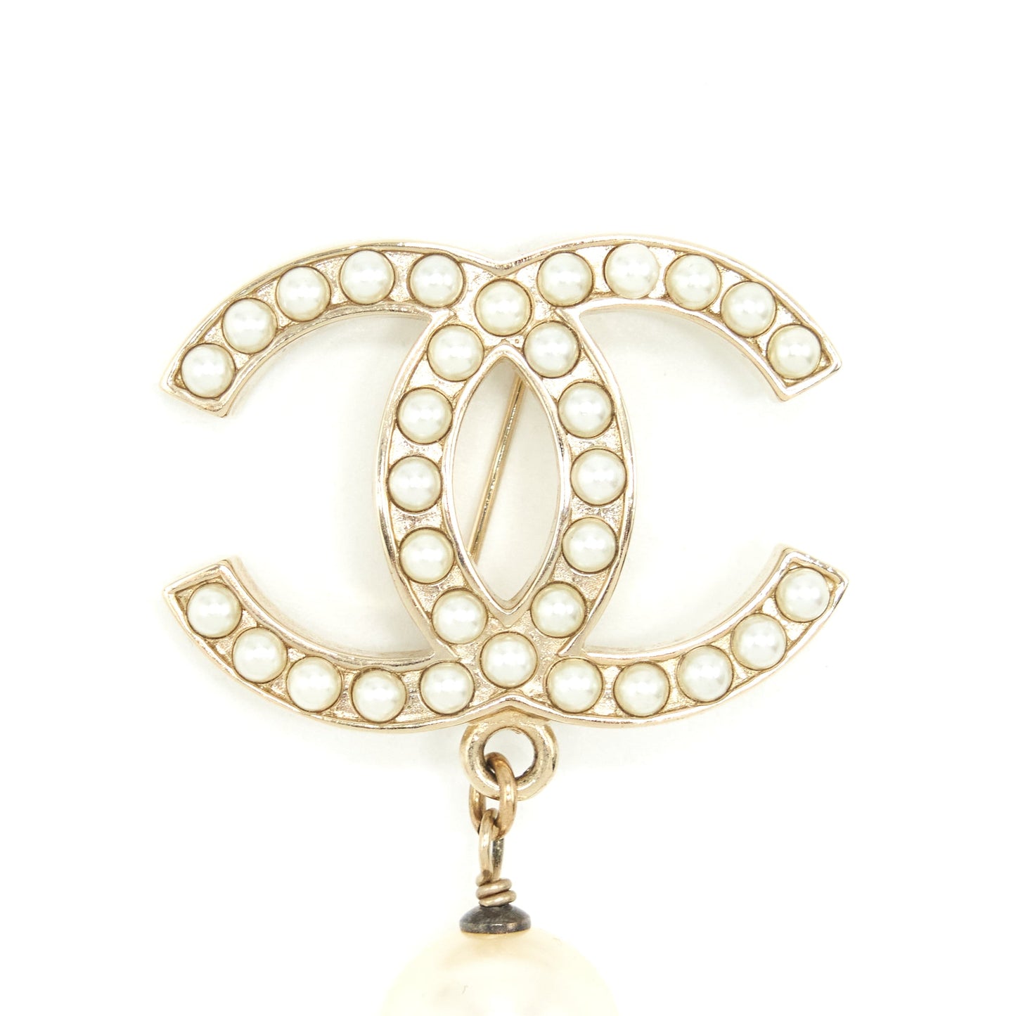 Chanel Pearl CC Logo With Drop Pearl Brooch L