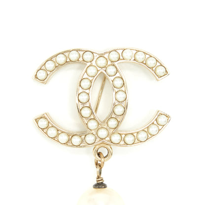 Chanel Pearl CC Logo With Drop Pearl Brooch L