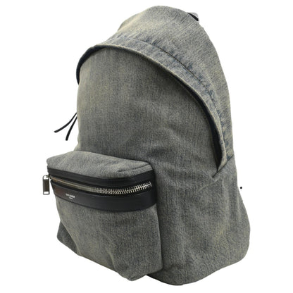 YVES SAINT LAURENT Denim Backpack Bag Gray