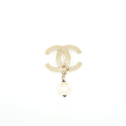 Chanel Pearl CC Logo With Drop Pearl Brooch L